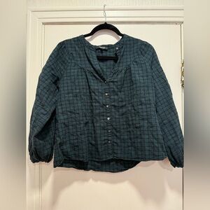 Madewell Peasant Dark Green Plaid Button-Down Shirt